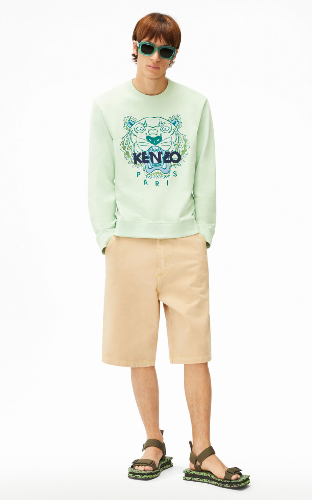 Sweatshirt Kenzo Tiger Masculino - Verdes | 102ZSWLMA